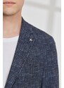 ALTINYILDIZ CLASSICS Men's Navy Blue Slim Fit Slim Fit Mono Collar Houndstooth Patterned Blazer Jacket