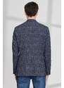 ALTINYILDIZ CLASSICS Men's Navy Blue Slim Fit Slim Fit Mono Collar Houndstooth Patterned Blazer Jacket