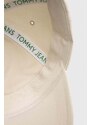 Bavlněná baseballová čepice Tommy Jeans béžová barva, s aplikací