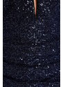 Trendyol Navy Blue Vypasované lesklé flitry Elegantní večerní šaty