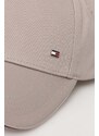 Bavlněná baseballová čepice Tommy Hilfiger béžová barva