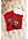Kesi Dámské lesklé vánoční ponožky s červenými soby