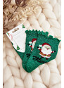 Kesi Dámské lesklé vánoční ponožky s Santa Clausem, zelené