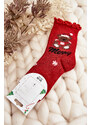Kesi Dámské lesklé vánoční ponožky s červeným medvídkem