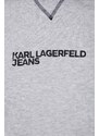 Mikina Karl Lagerfeld Jeans dámská, šedá barva, s kapucí, s aplikací