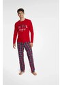 Červené pánské pyžamo s vánočním potiskem Henderson, Červená XXL
