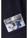 Bavlněná mikina Armani Exchange pánská, tmavomodrá barva, s kapucí, s aplikací, 3DZMLE ZJ4XZ