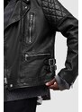 Kožená bunda AllSaints Whitson pánská, černá barva, přechodná