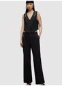 Kalhoty s příměsí vlny AllSaints Atlas černá barva, široké, medium waist