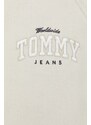 Bunda z vlněné směsi Tommy Jeans béžová barva, přechodná