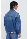 Bavlněná džínová bunda Tommy Jeans tmavomodrá barva, přechodná