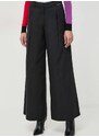 Kalhoty Karl Lagerfeld dámské, černá barva, široké, high waist