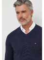 Bavlněný svetr Tommy Hilfiger tmavomodrá barva, lehký