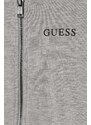Dětská bavlněná mikina Guess šedá barva, s kapucí, s potiskem