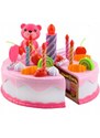 Kruzzel 22437 Dětský plastový narozeninový dort růžový 80 dílů