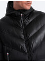 Ombre Men's winter quilted jacket of combined materials - black