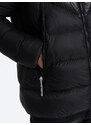 Ombre Men's winter quilted jacket of combined materials - black