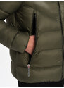 Ombre Men's quilted winter jacket with combined materials - dark olive green