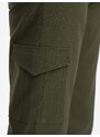 Ombre Spodnie męskie materiałowe REGULAR z kieszeniami cargo - ciemnooliwkowe