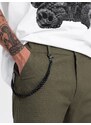 Ombre Men's pants with cargo pockets and leg hem - dark olive green