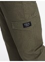 Ombre Men's pants with cargo pockets and leg hem - dark olive green