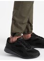 Ombre Men's pants with cargo pockets and leg hem - dark olive green