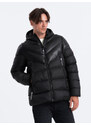 Ombre Men's winter quilted jacket of combined materials - black