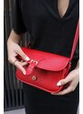 Madamra Red Women's Crossbody Bag with Buckle Flap