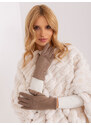 Fashionhunters Tmavě béžové dámské zimní rukavice