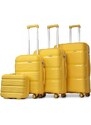 KONO Set 4 kufrů z polypropylenu - 15L, 44L, 77L, 111L - žlutá