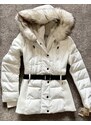 MICHAEL Michael Kors zimní bílá bunda s kapucí a opaskem L