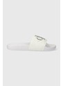 Pantofle Calvin Klein Jeans SLIDE MONOGRAM CO dámské, bílá barva, YW0YW00103