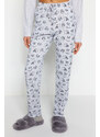 Trendyol Gray Melange Cotton Tshirt-Pants Knitted Pajama Set