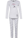 Trendyol Gray Melange Cotton Tshirt-Pants Knitted Pajama Set