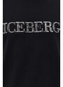 Bavlněné tričko Iceberg černá barva, s potiskem