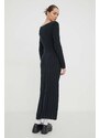 Šaty z vlněné směsi Abercrombie & Fitch černá barva, maxi