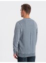 Ombre Washed men's sweatshirt with decorative stitching at the neckline - light blue