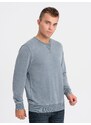 Ombre Washed men's sweatshirt with decorative stitching at the neckline - light blue