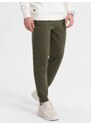 Ombre Men's sweatpants with stitching and leg zipper - olive