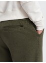 Ombre Clothing Pánské tepláky s prošíváním a zipem na nohavicích - olivové V3 OM-PASK-0147