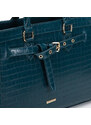 Dámská kabelka z ekologické kůže s ozdobným popruhem Wittchen, tmavě tyrkysová, ekologická kůže