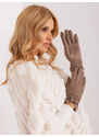 Fashionhunters Tmavě béžové dámské dotykové rukavice