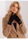Fashionhunters Černé rukavice s ozdobným knoflíkem