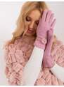 Fashionhunters Světle růžové dámské rukavice s bambulí