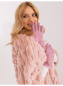 Fashionhunters Světle růžové dámské rukavice s bambulí