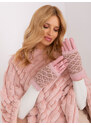 Fashionhunters Světle růžové zimní dotykové rukavice