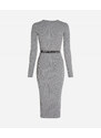 ŠATY KARL LAGERFELD LSLV LUREX LOGO KNIT DRESS