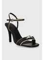 Kožené sandály Tommy Hilfiger TH HARDWARE HEELED SANDAL černá barva, FW0FW07796