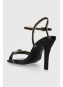 Kožené sandály Tommy Hilfiger TH HARDWARE HEELED SANDAL černá barva, FW0FW07796