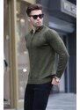 Madmext Khaki Zipper Detailed Knitwear Sweater 5606